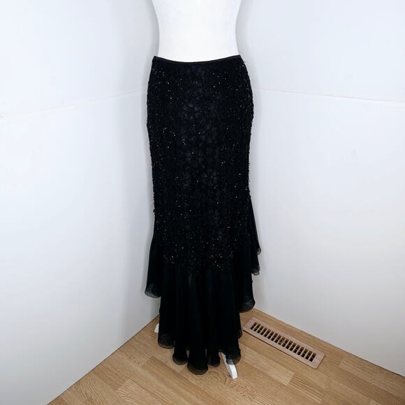 Celo Argentina made lace Applique beaded ruffle dance skirt Small-Medium black - Picture 3 of 17